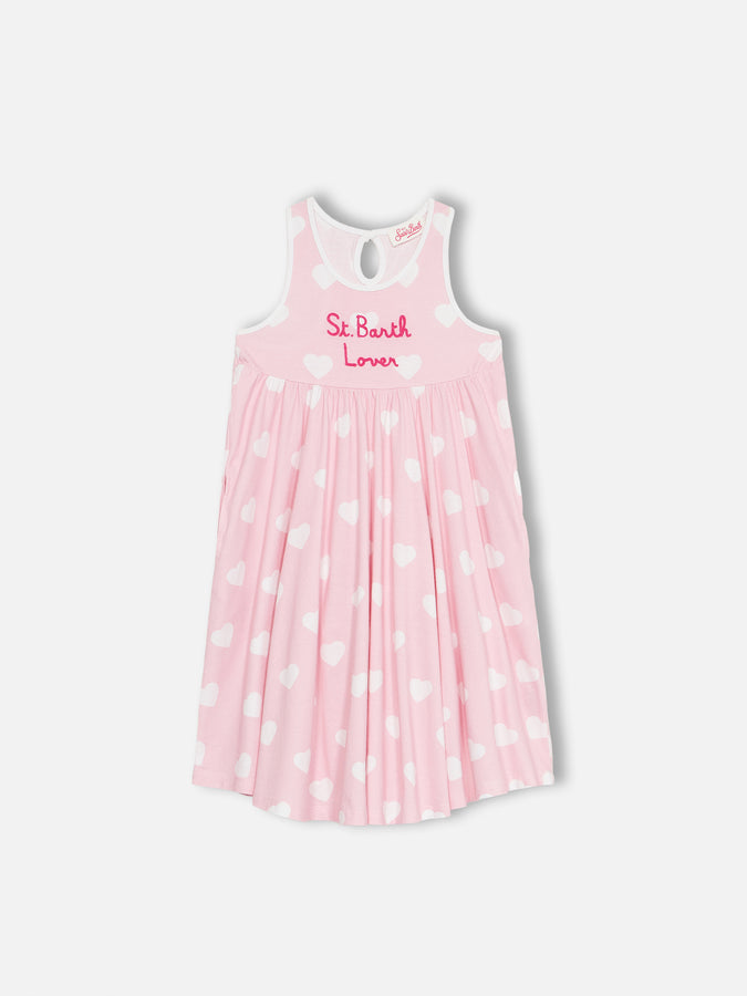 Mc2 Saint Barth Girl cotton dress Masha with print and "I love St Barth" embroidery