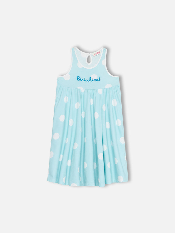 Mc2 Saint Barth Girl cotton dress Masha with print and "Birichina" embroidery