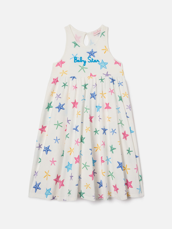 Abito Masha in cotone organico con stampa stelle marine all over