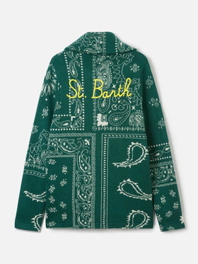 Knit jacket Max with bandana jacquard and embroidery