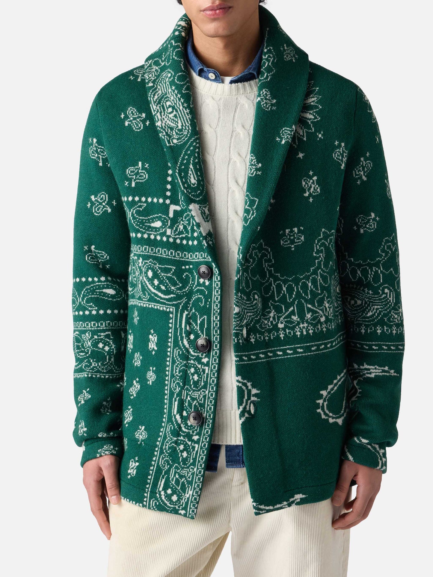 Knit jacket Max with bandana jacquard and embroidery