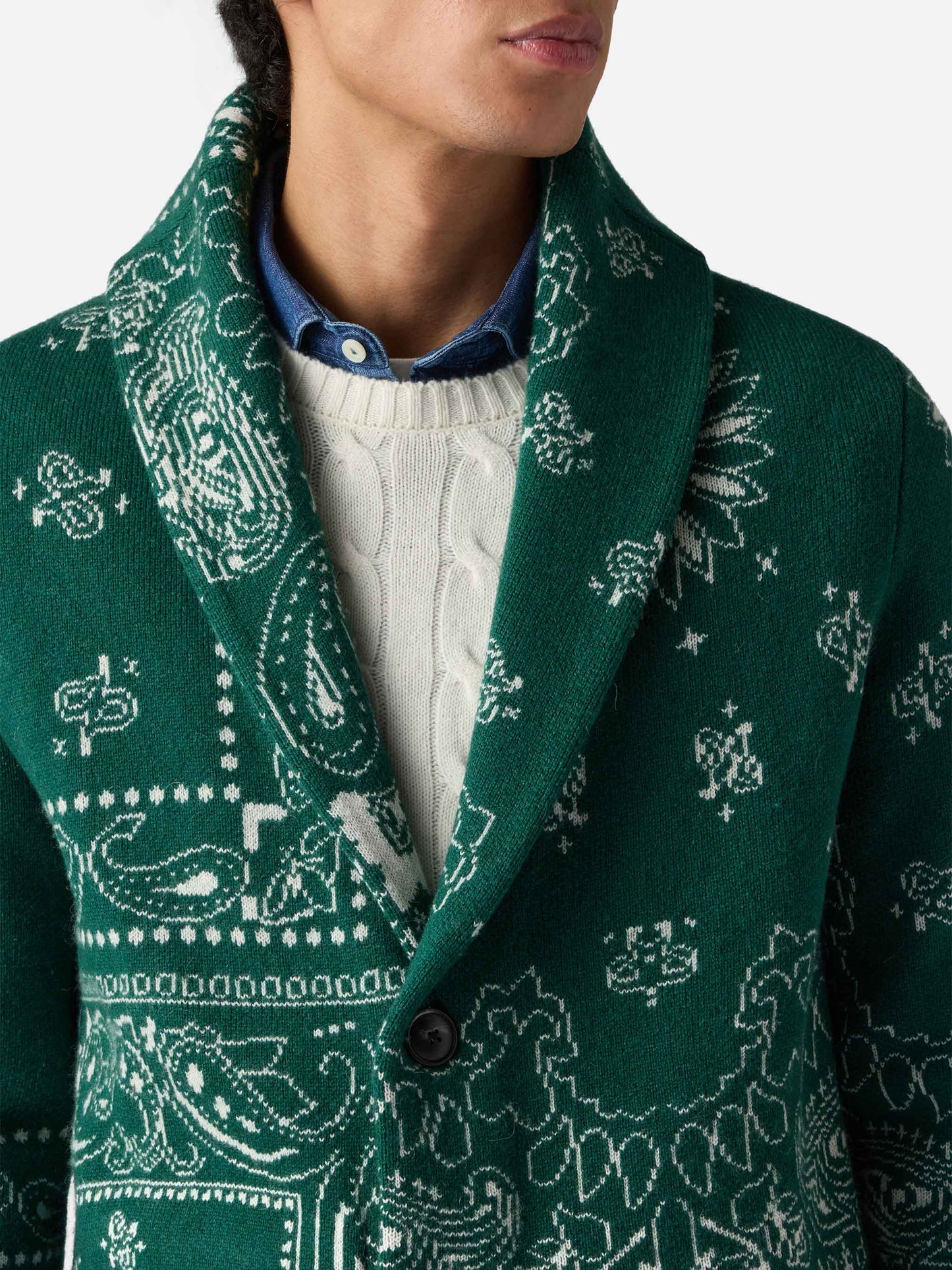 Knit jacket Max with bandana jacquard and embroidery