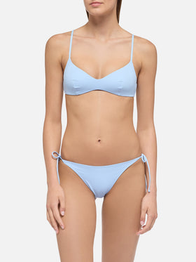 Virgo light blue classic swim briefs - May light blue scoop bralette top - MC2 Saint Barth