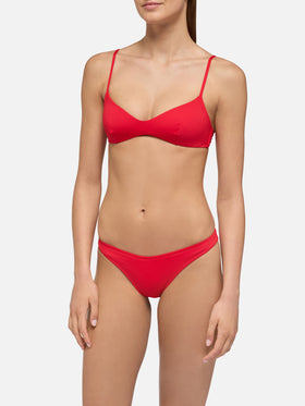 Naomi red cheeky swim briefs - May red scoop bralette top - MC2 Saint Barth