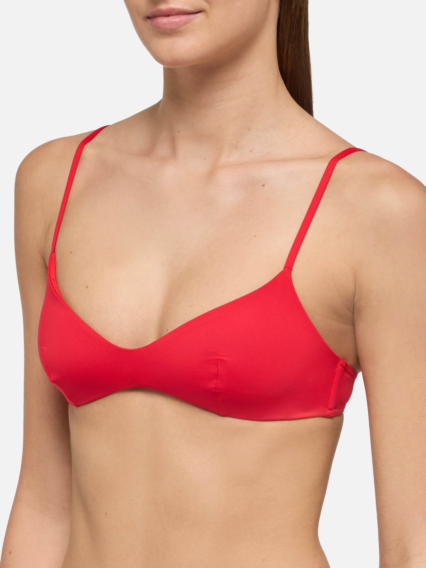Naomi red cheeky swim briefs - May red scoop bralette top - MC2 Saint Barth