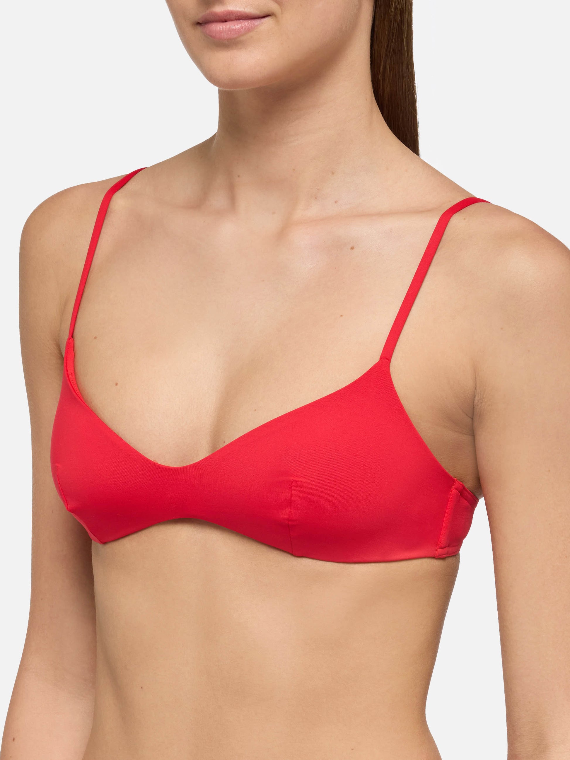 Naomi red cheeky swim briefs - May red scoop bralette top - MC2 Saint Barth