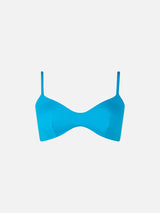 Top da spiaggia turchese da donna a bralette a scollo tondo May