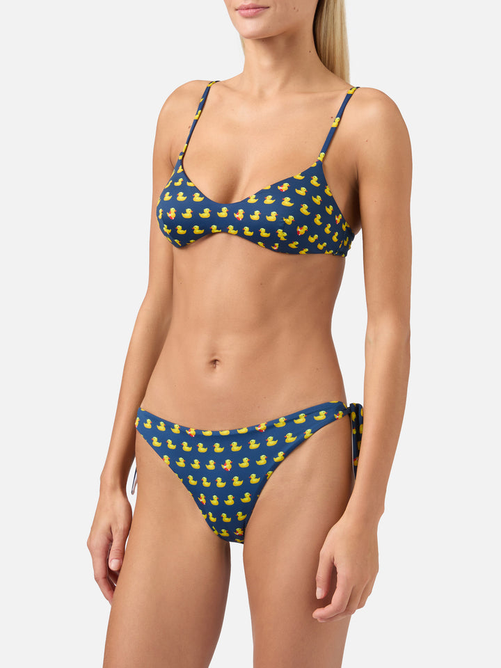 Bikini a bralette con scollo a V da donna May Yali con stampa paperelle