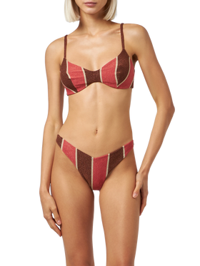 Woman striped lurex scoop bralette bikini May Romy - MC2 Saint Barth