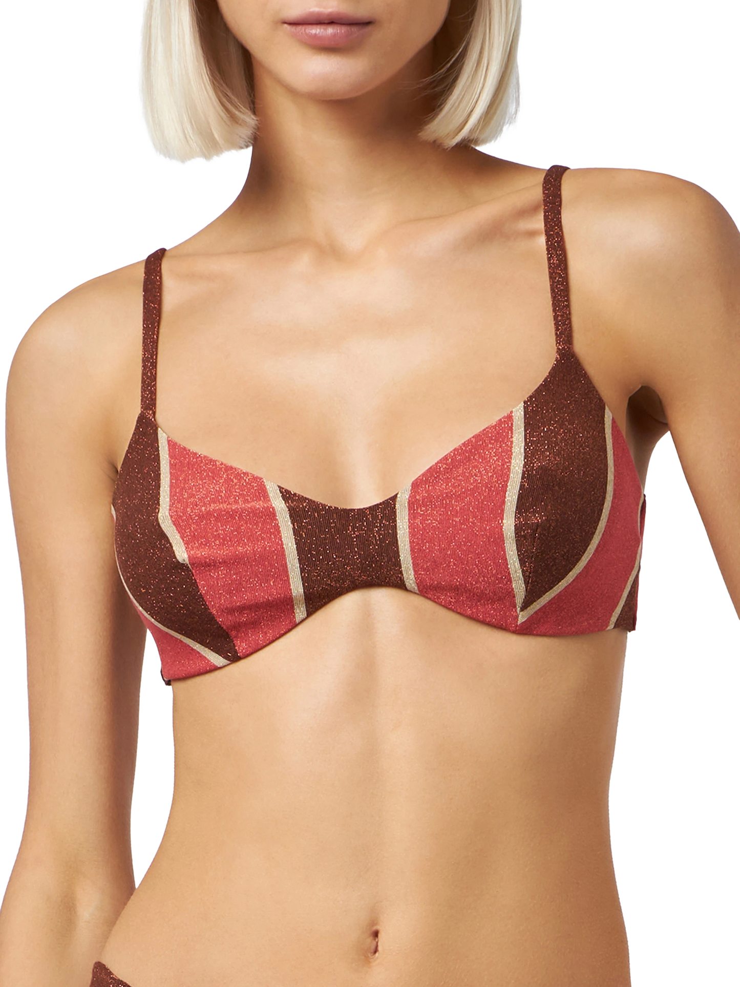 Woman striped lurex scoop bralette bikini May Romy - MC2 Saint Barth