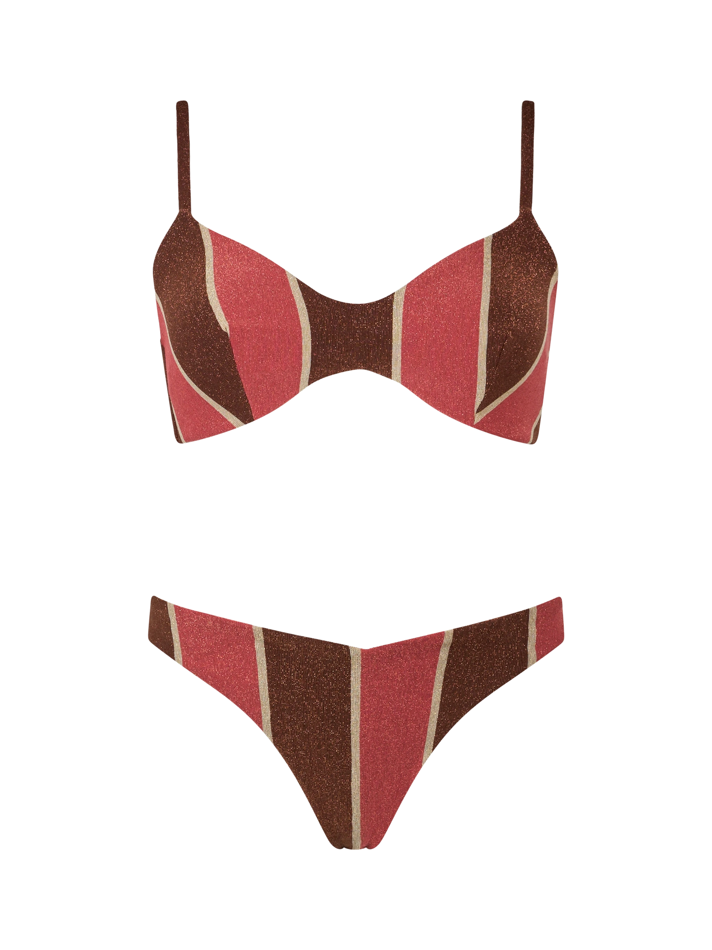Woman striped lurex scoop bralette bikini May Romy - MC2 Saint Barth