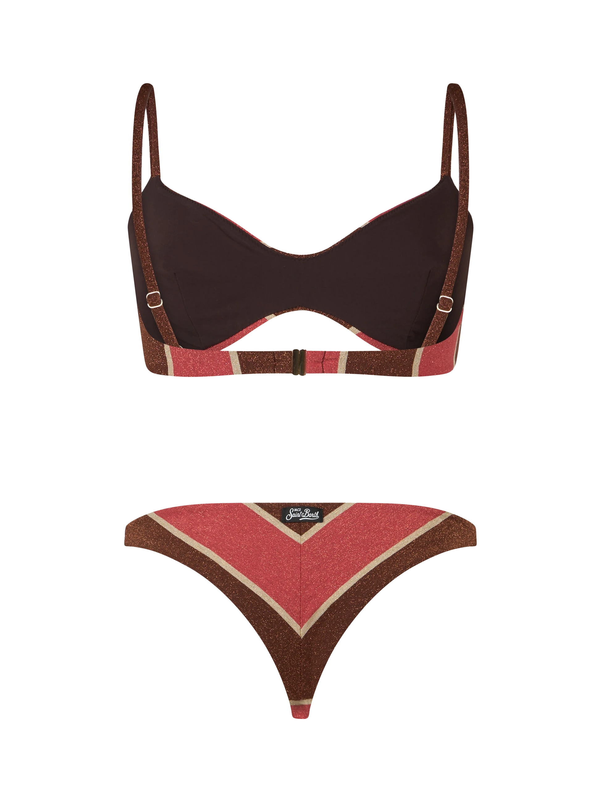 Woman striped lurex scoop bralette bikini May Romy - MC2 Saint Barth