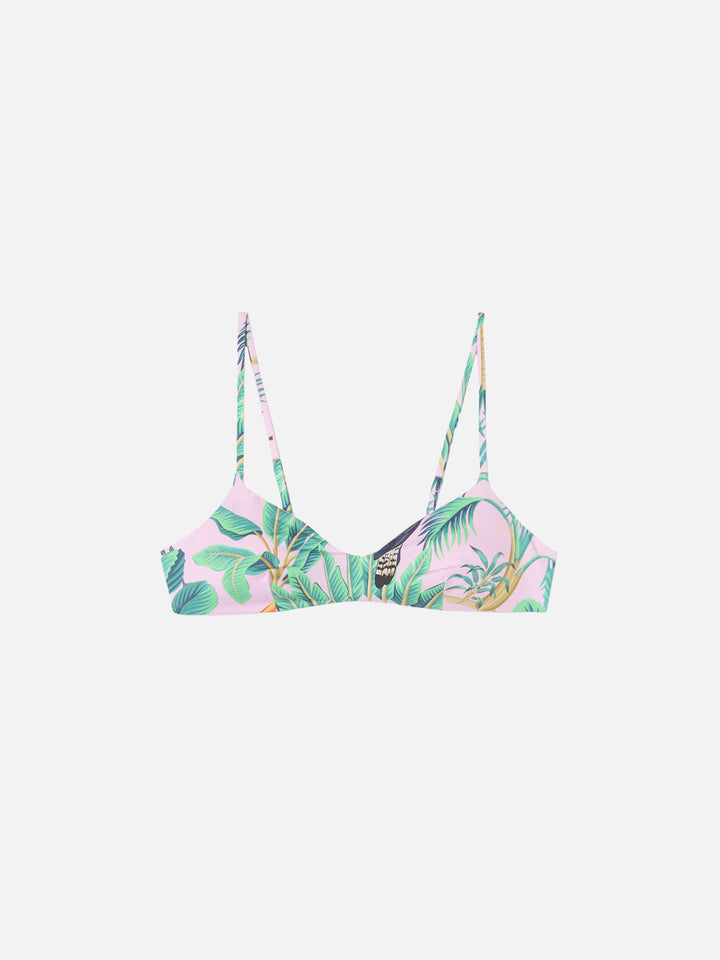 Rosa Bralette mit tropischem Aufdruck
