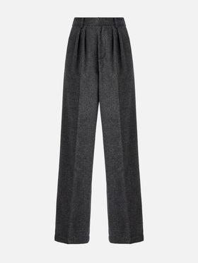 Marcel straight-leg trousers grey melange with pleats