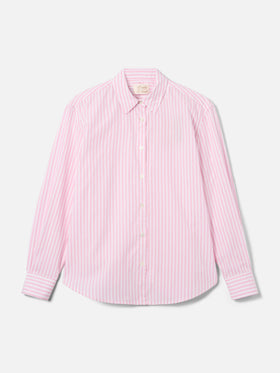 Camicia Meredith in cotone a righe rosa con ricamo Saint Barth