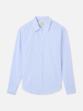 Camicia Meredith in cotone a righe blu con ricamo Saint Barth