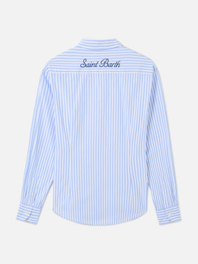 Camicia Meredith in cotone a righe blu con ricamo Saint Barth