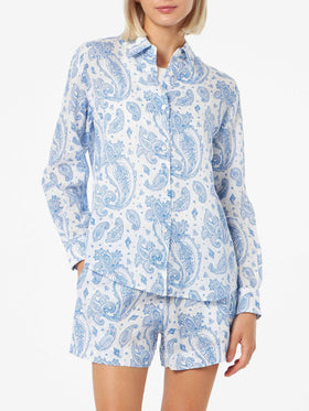 Woman paisley linen classic shirt Meredith - MC2 Saint Barth