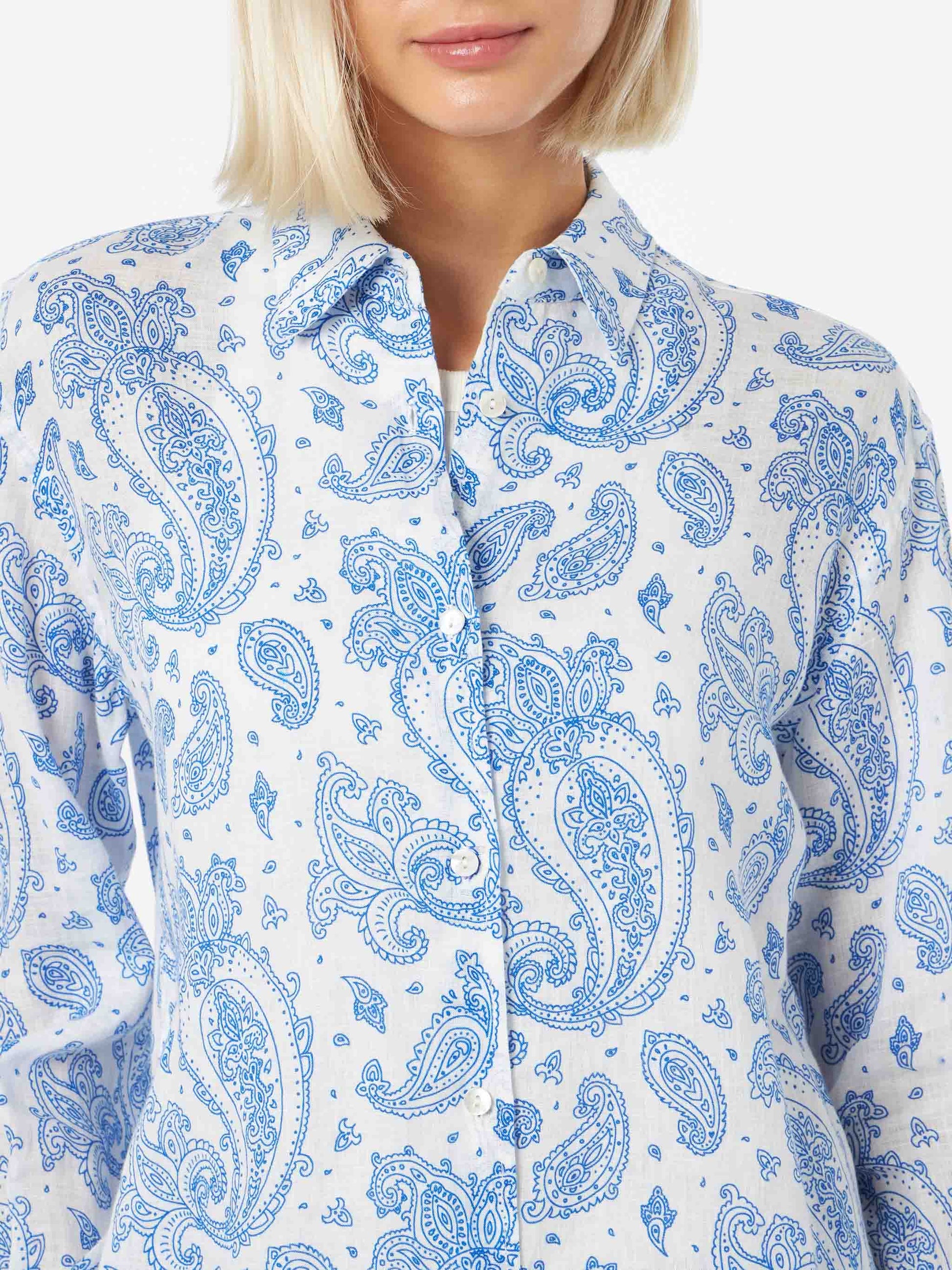 Woman paisley linen classic shirt Meredith - MC2 Saint Barth
