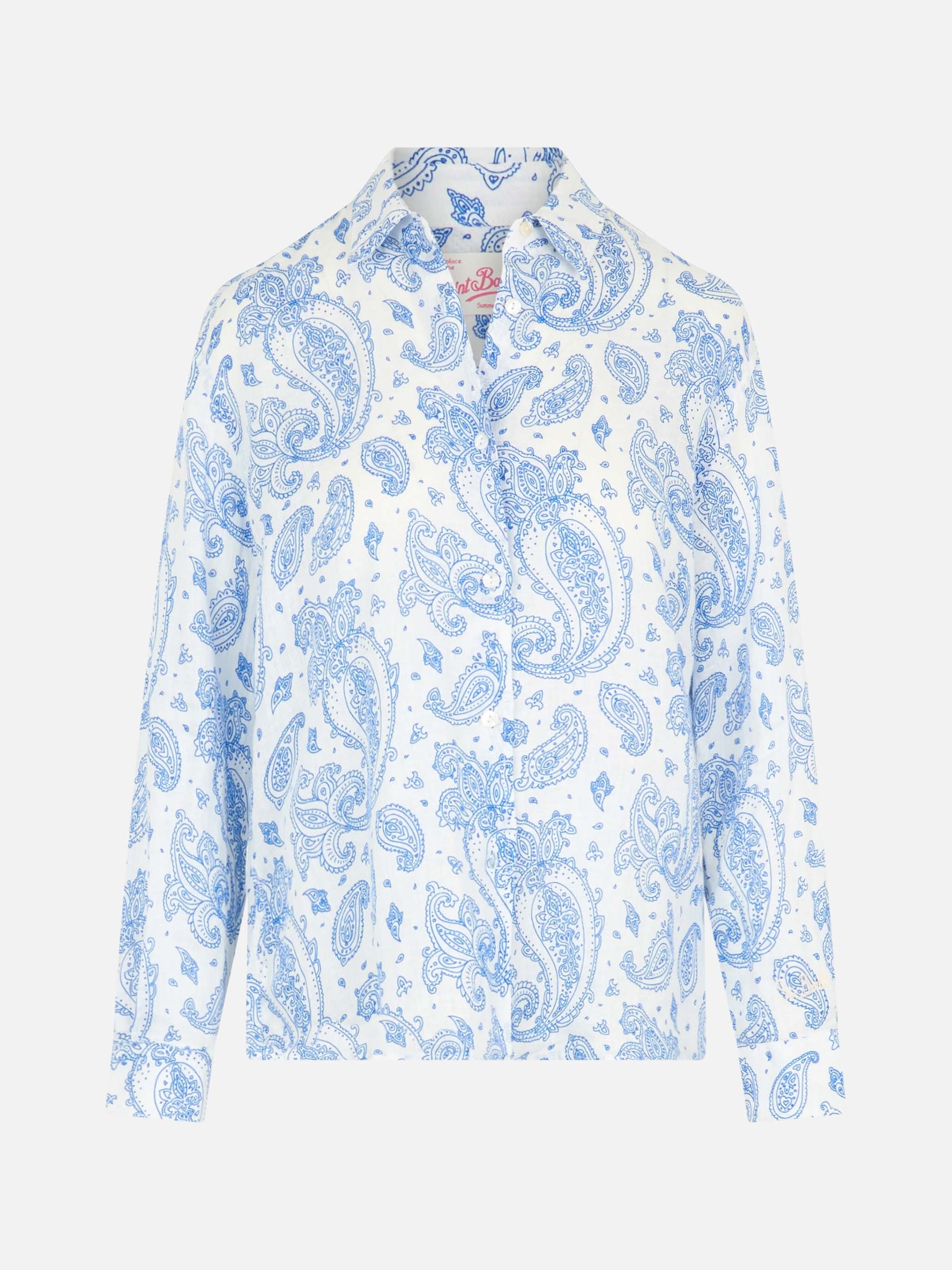 Woman paisley linen classic shirt Meredith - MC2 Saint Barth