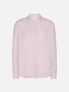 Camicia classica in lino Meredith rosa
