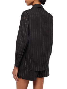 Meredith cotton popeline classic shirt with striped rhinestone embellishment - MC2 Saint Barth