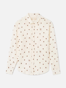 Camicia Meredith in lino a pois marroni con ricamo Saint Barth