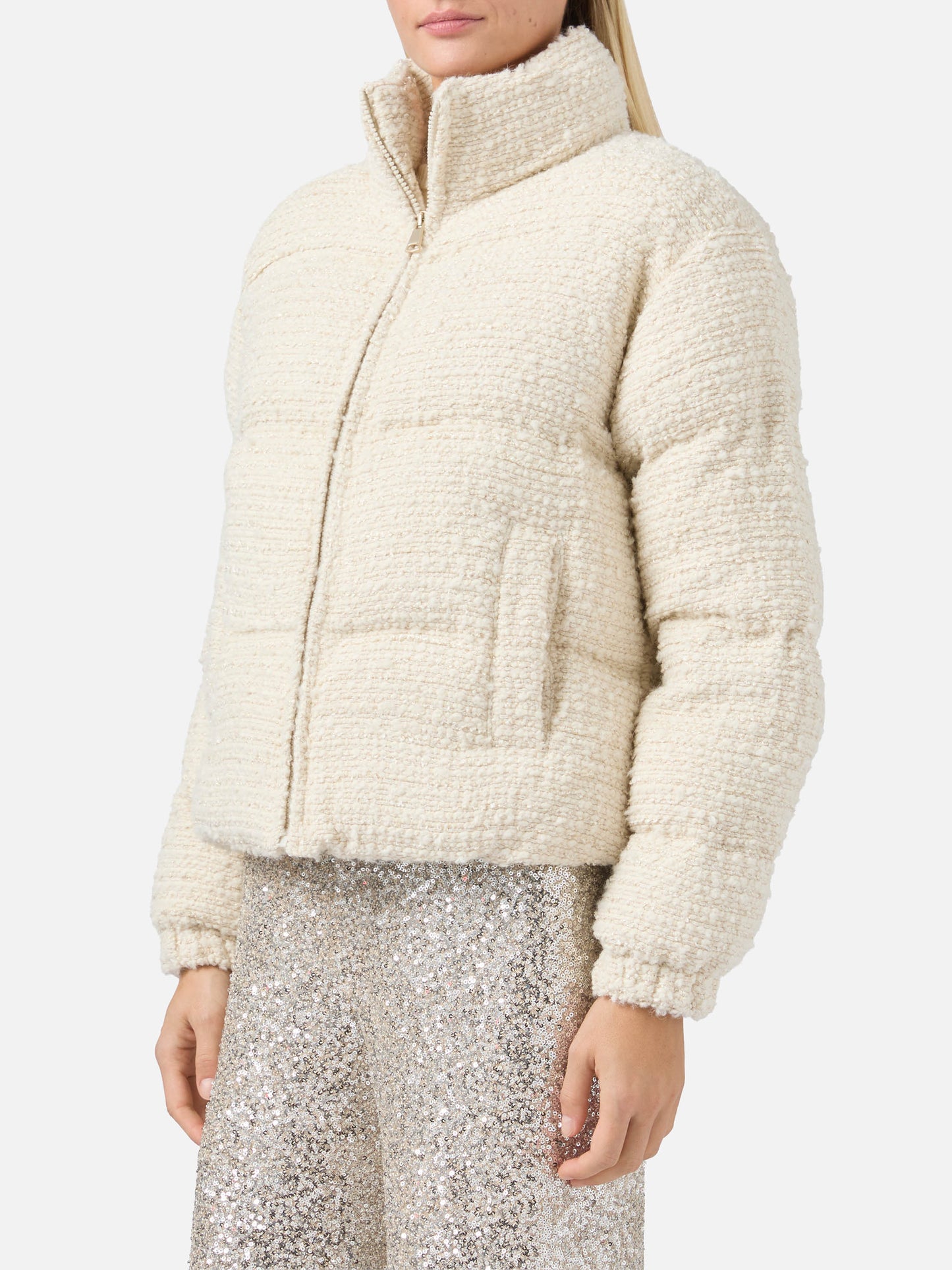 Maddy Tweed padded jacket in lurex tweed