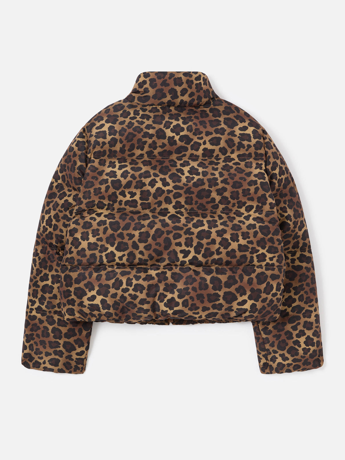 Braune Maddy Teddy-Daunenjacke mit Leopardenmuster 