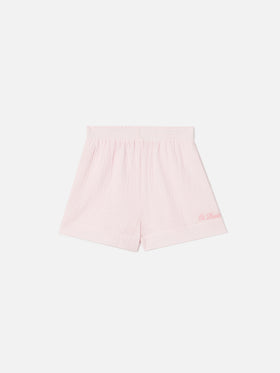 Short Meave Jr in mussola di cotone rosa