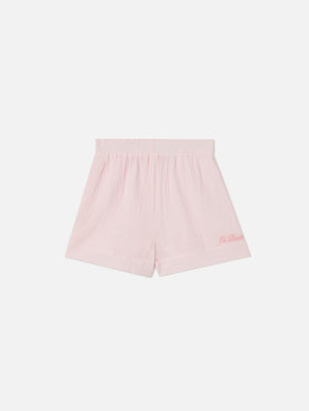 Short Meave Jr in mussola di cotone rosa