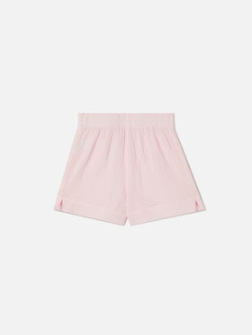 Short Meave Jr in mussola di cotone rosa
