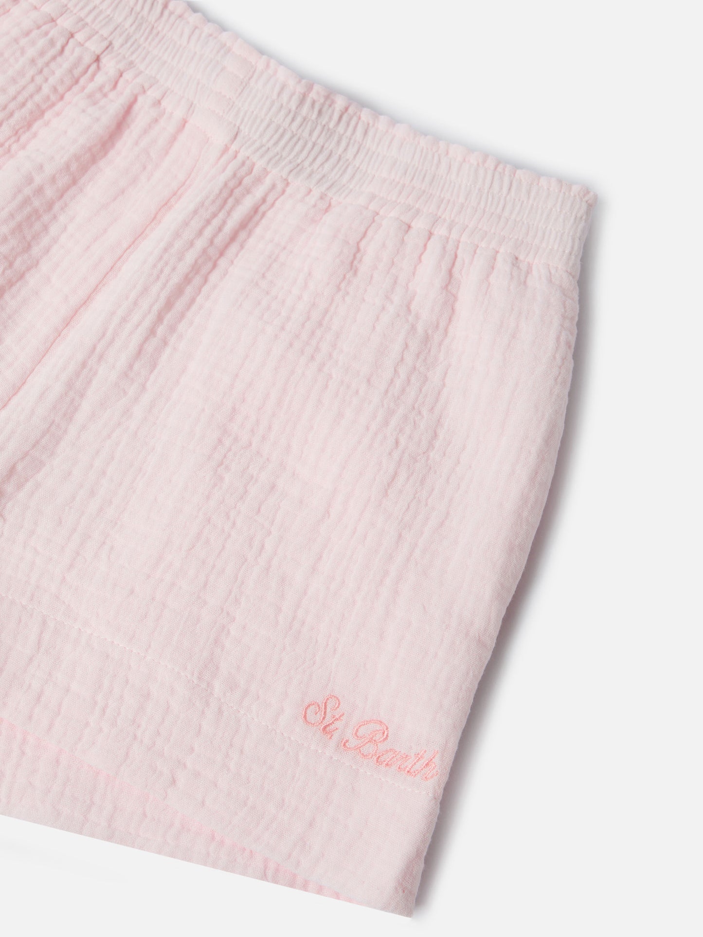 Short Meave Jr in mussola di cotone rosa