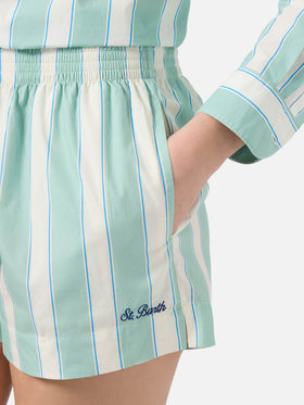 Shorts Meave in cotone a righe verdi