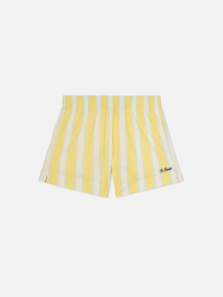 Shorts Meave in cotone a righe gialle
