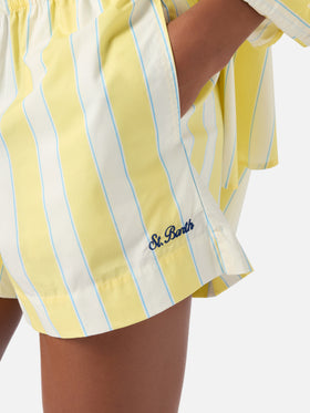 Shorts Meave in cotone a righe gialle