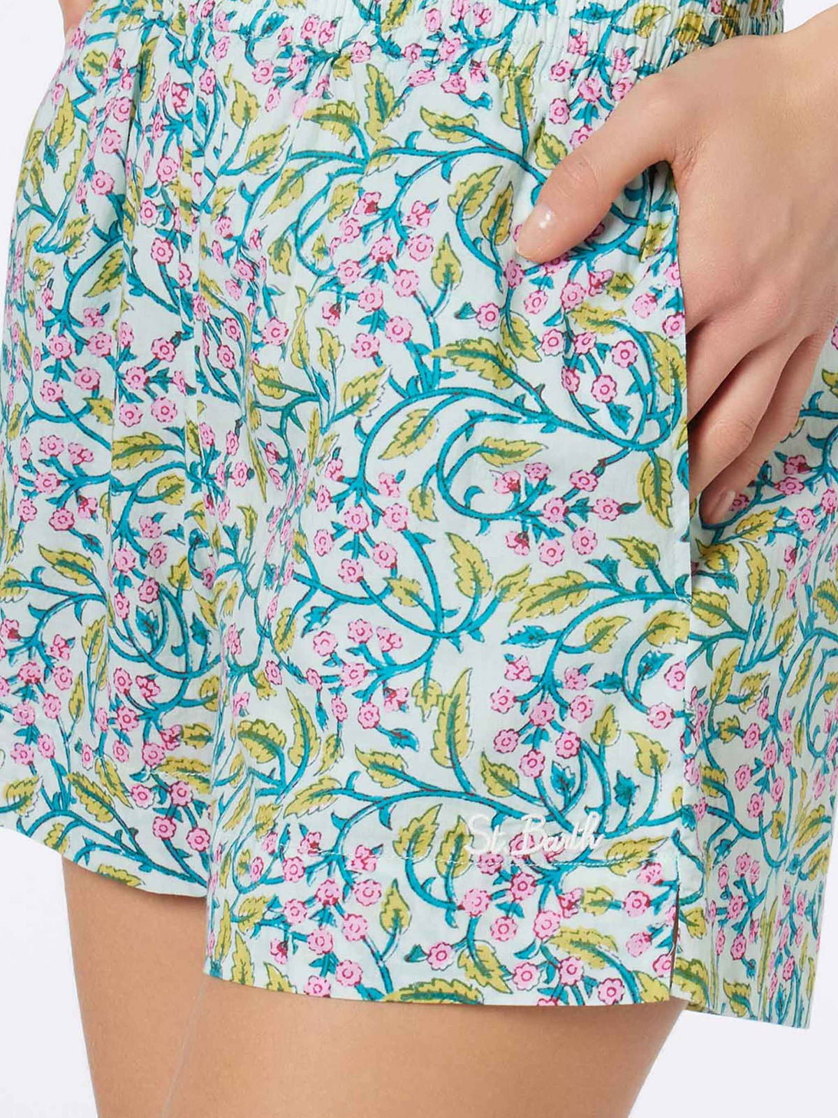 Shorts pull-up florales de algodón Meave 