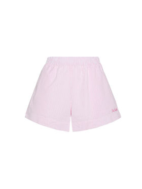 Meave seersucker cotton pull-up shorts with pink striped print - MC2 Saint Barth