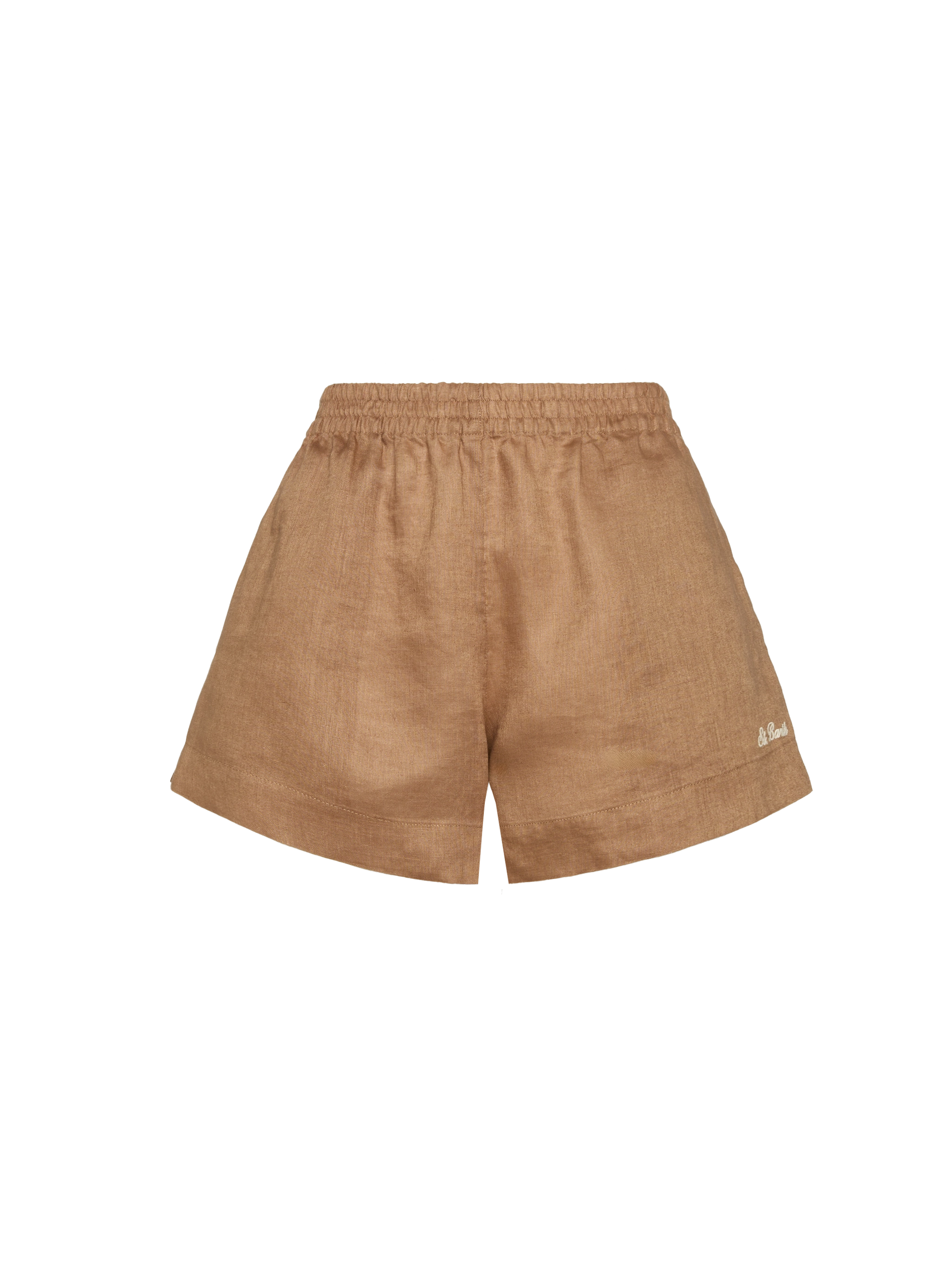 Meave camel brown linen pull up shorts - MC2 Saint Barth