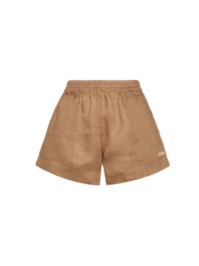 Meave camel brown linen pull up shorts - MC2 Saint Barth