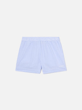 Shorts Meave in seersucker a righe azzurre