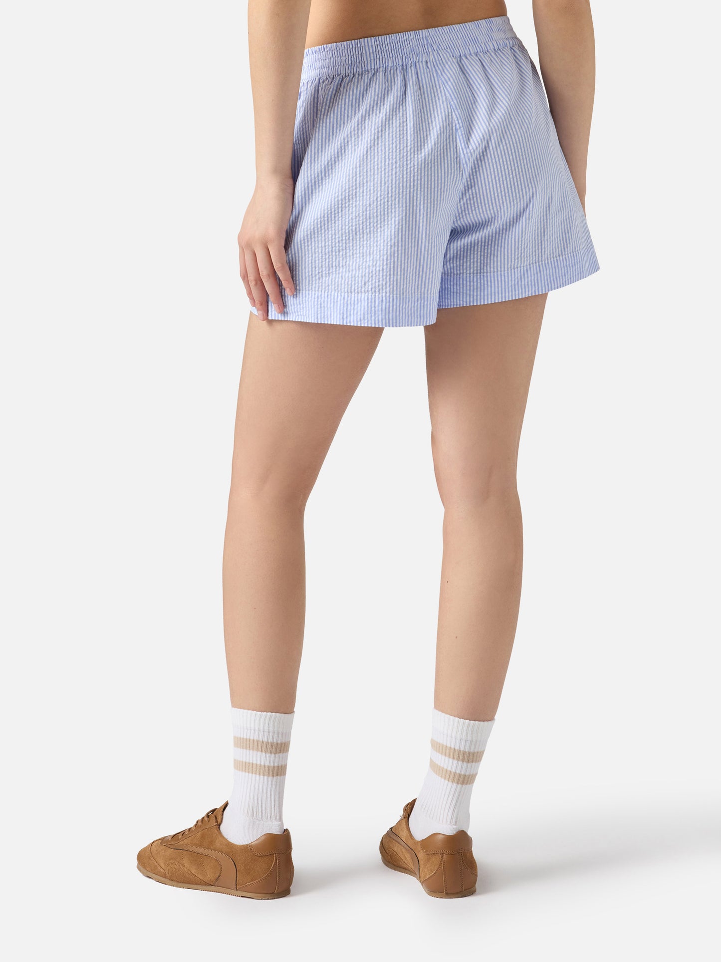 Shorts Meave in seersucker a righe azzurre