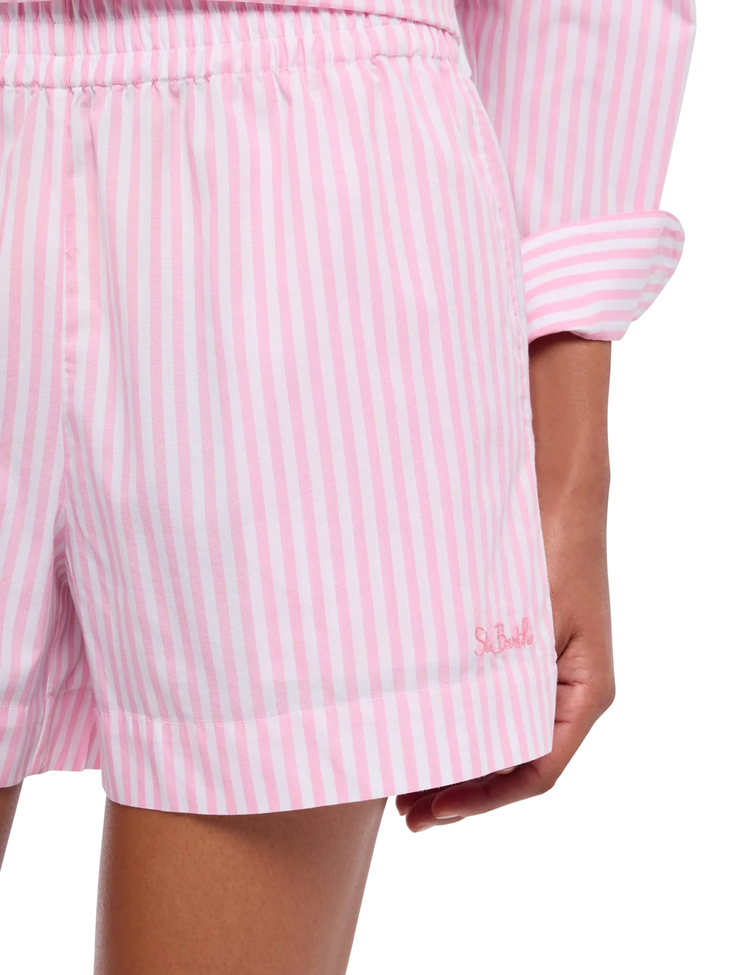 Meave cotton poplin pull up shorts with striped print - MC2 Saint Barth
