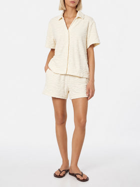 Shorts Meave in cotone effetto spugna con fantasia zebra