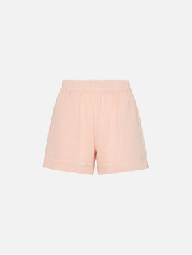 Meave shorts pull up in mussola di cotone Sangallo