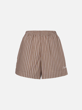 Woman cotton striped pull up shorts Meave - MC2 Saint Barth