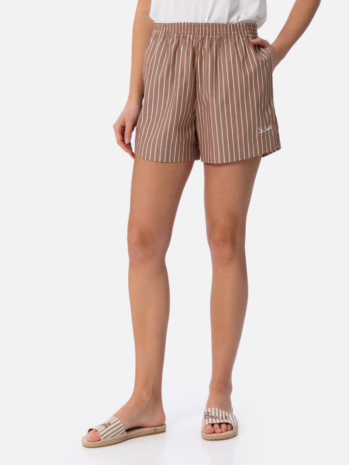 Woman cotton striped pull up shorts Meave - MC2 Saint Barth