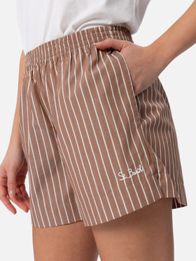Woman cotton striped pull up shorts Meave - MC2 Saint Barth
