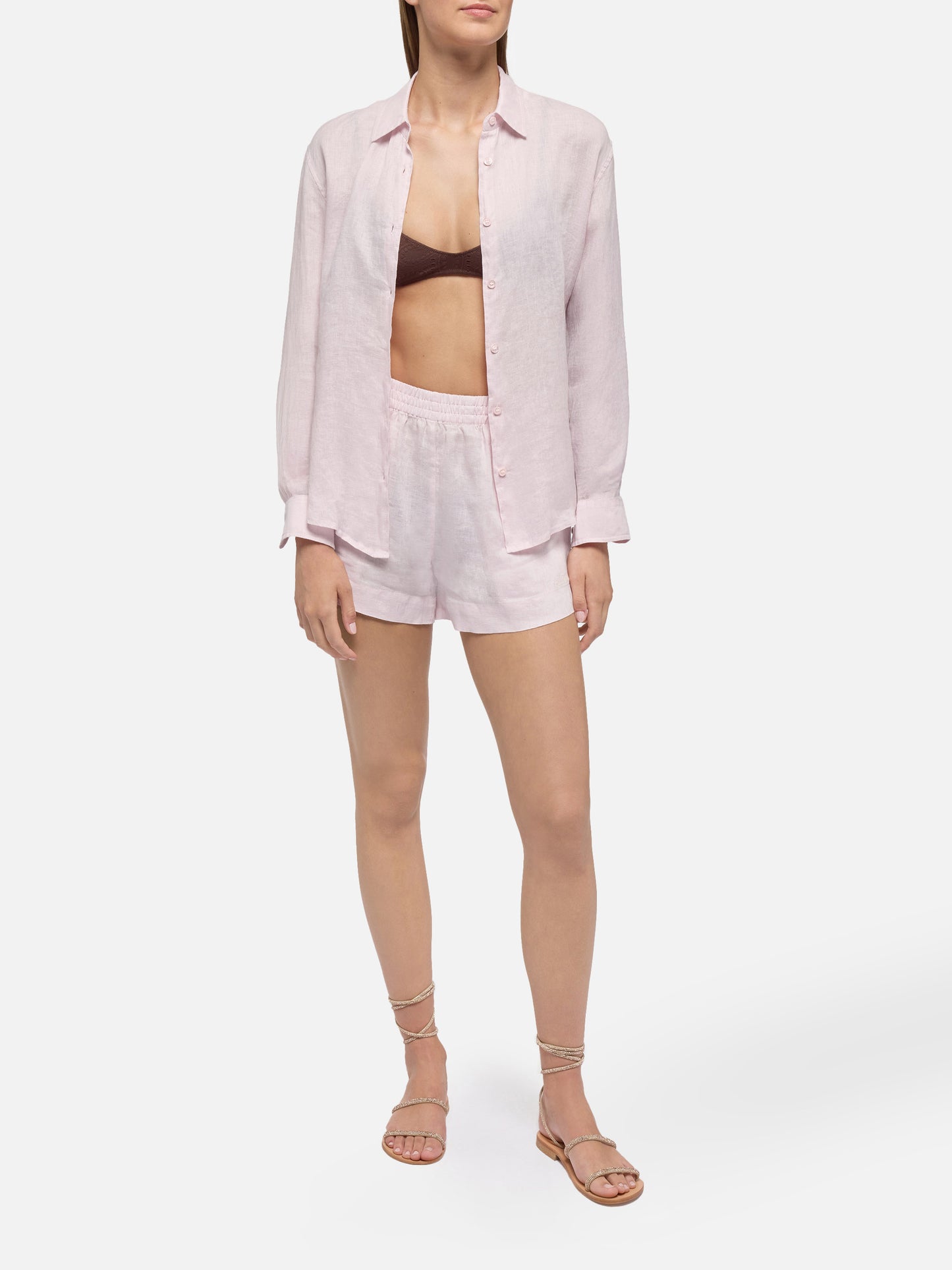 Meave pink linen pull up shorts - MC2 Saint Barth