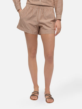 Meave cotton poplin pull up shorts with striped print - MC2 Saint Barth